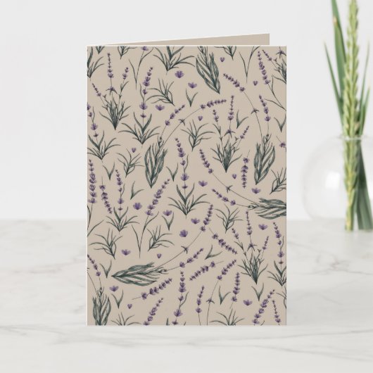 Lavender Botanical Pattern Greeting Card カード (正面)