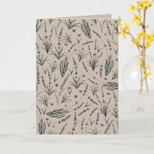 Lavender Botanical Pattern Greeting Card カード (黄色い花)
