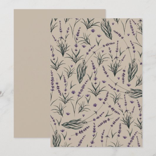 Lavender Botanical Pattern Invitation 招待状 (正面/裏面)