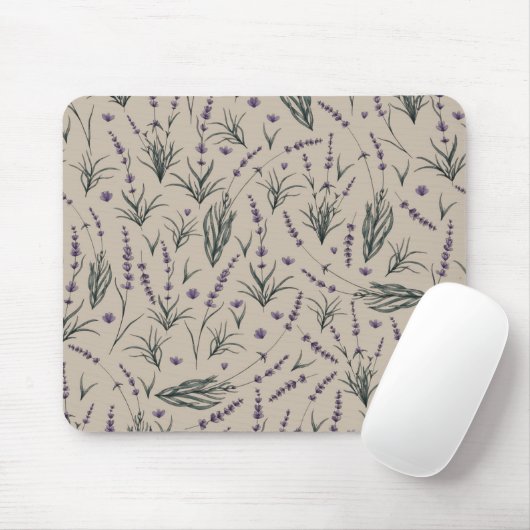 Lavender Botanical Pattern Mouse Pad マウスパッド (マウス)