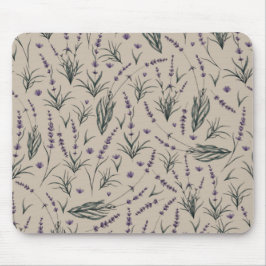 Lavender Botanical Pattern Mouse Pad マウスパッド