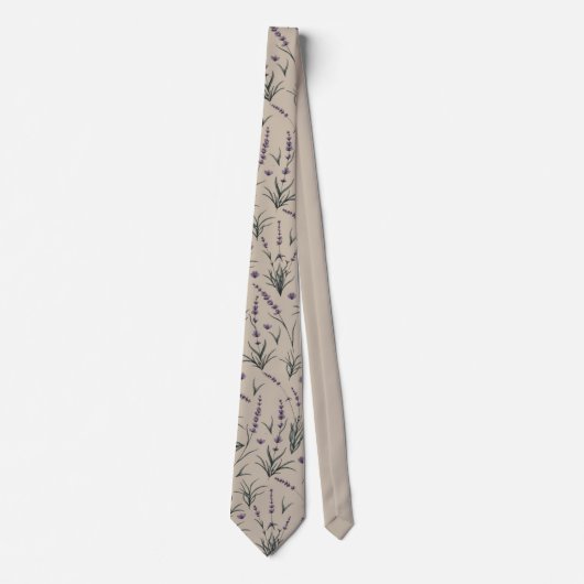 Lavender Botanical Pattern Necktie ネクタイ (正面)
