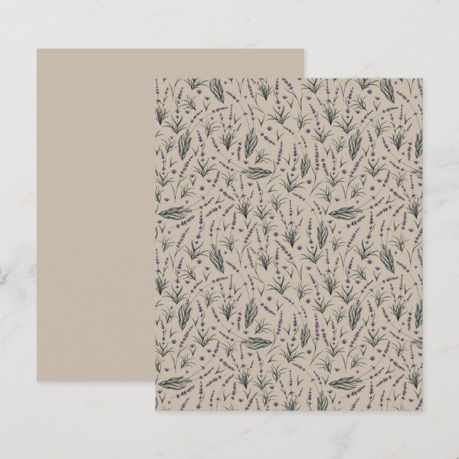 Lavender Botanical Pattern Paper Sheet (正面/裏面)