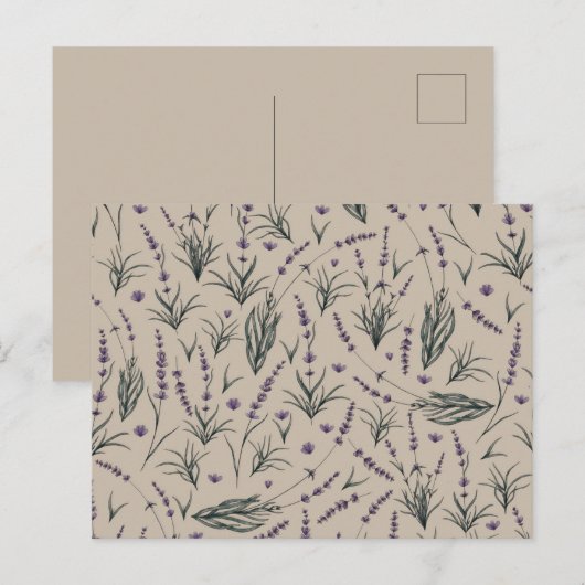 Lavender Botanical Pattern Postcard ポストカード (正面/裏面)