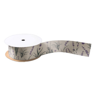 Lavender Botanical Pattern Satin Ribbon サテンリボン