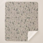 Lavender Botanical Pattern Sherpa Blanket シェルパブランケット (正面)