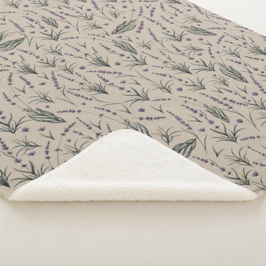 Lavender Botanical Pattern Sherpa Blanket シェルパブランケット (3/4)