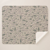 Lavender Botanical Pattern Sherpa Blanket シェルパブランケット (正面(横))