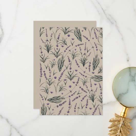 Lavender Botanical Pattern Thank You Card サンキューカード (正面/裏面インサイチュ)