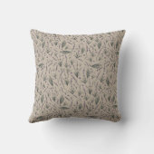 Lavender Botanical Pattern Throw Pillow クッション (裏面)