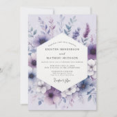 Lavender Botanical Romance Wedding 招待状 (正面)