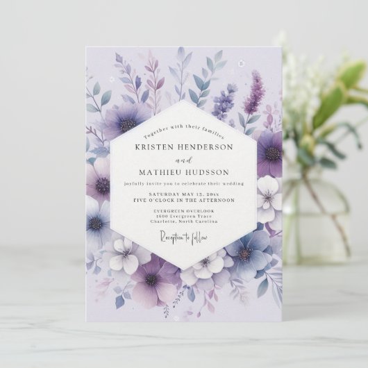 Lavender Botanical Romance Wedding 招待状 (スタンド正面)