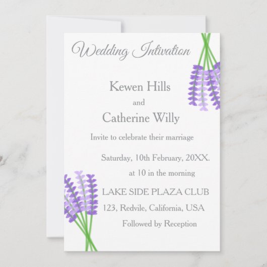 Lavender Botanical Wedding Invitation 招待状 (正面)