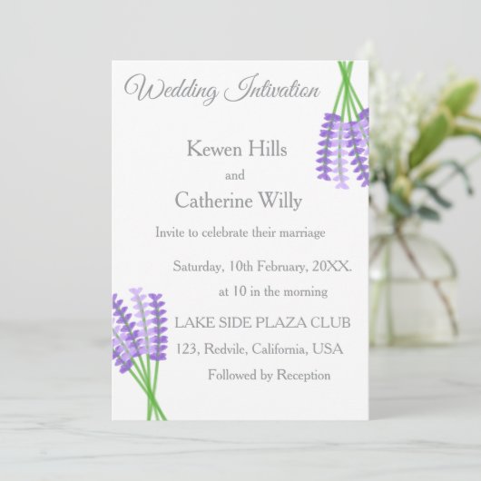 Lavender Botanical Wedding Invitation 招待状 (スタンド正面)