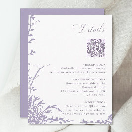 Lavender Botanical Wedding QR Code Details エンクロージャーカード