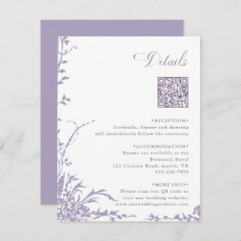 Lavender Botanical Wedding QR Code Details エンクロージャーカード