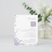 Lavender Botanical Wedding QR Code Details エンクロージャーカード (スタンド正面)