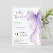 Lavender Bow 30th Birthday Invitation 招待状 (スタンド正面)