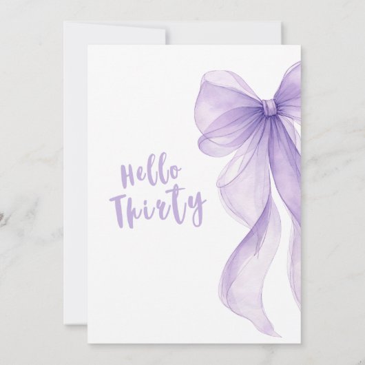 Lavender Bow 30th Birthday Invitation 招待状 (裏面)