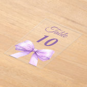 Lavender bow acrylic table number sign アクリル招待状 (レイダウン)