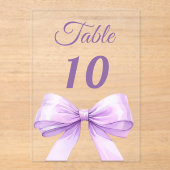 Lavender bow acrylic table number sign アクリル招待状 (正面)