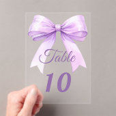 Lavender bow acrylic table number sign アクリル招待状 (インサイチュ (ポータブル))