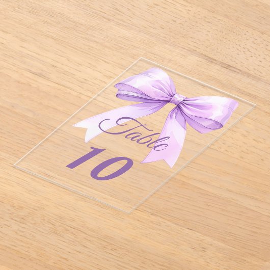 Lavender bow acrylic table number sign アクリル招待状 (レイダウン)