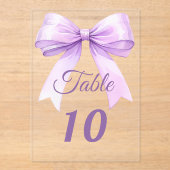 Lavender bow acrylic table number sign アクリル招待状 (正面)