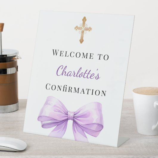 Lavender bow Confirmation welcome 台座サイン (インサイチュ)