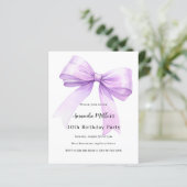 Lavender bow coquette girl birthday invitation (スタンド正面)