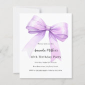 Lavender bow coquette girl birthday invitation (正面)