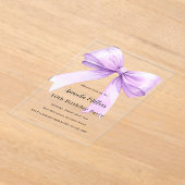 Lavender bow coquette girl luxury clear birthday アクリル招待状 (レイダウン)