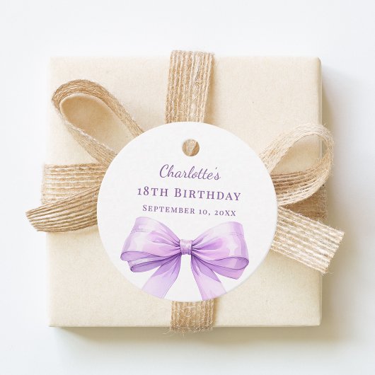 Lavender bow DIY write by hand birthday フェイバータグ