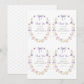 Lavender Bow Gift Tag Printable 招待状 (正面/裏面)