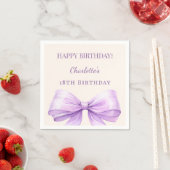 Lavender bow ivory birthday party スタンダードカクテルナプキン (インサイチュ)