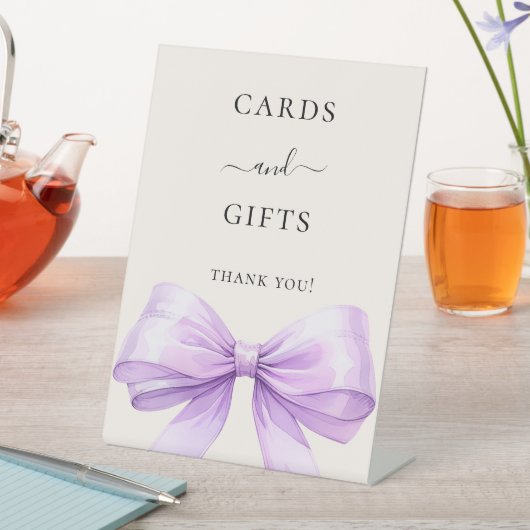 Lavender bow ivory cards gifts sign 台座サイン (インサイチュ)