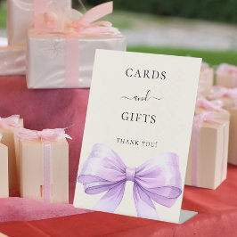 Lavender bow ivory cards gifts sign 台座サイン