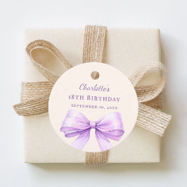 Lavender bow ivory DIY write by hand birthday フェイバータグ