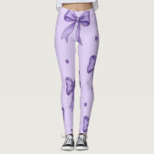 Lavender Bow Pattern Leggings レギンス (正面)