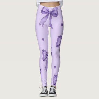 Lavender Bow Pattern Leggings レギンス