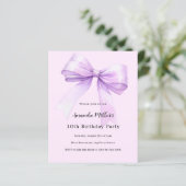 Lavender bow pink coquette birthday invitation (スタンド正面)