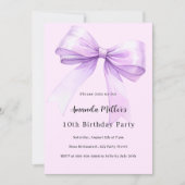Lavender bow pink coquette girl birthday 招待状 (正面)