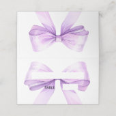 Lavender bow Place Cards Elegant Folded プレイスカード (外部開封)