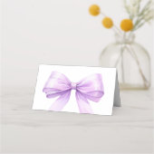 Lavender bow Place Cards Elegant Folded プレイスカード (裏面)
