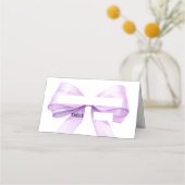 Lavender bow Place Cards Elegant Folded プレイスカード (正面)