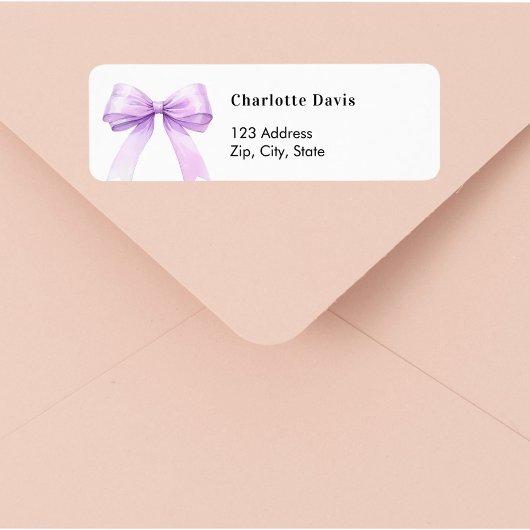 Lavender bow return address  ラベル