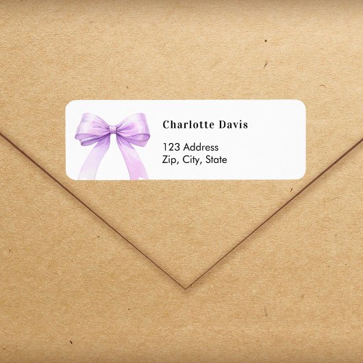 Lavender bow return address  ラベル