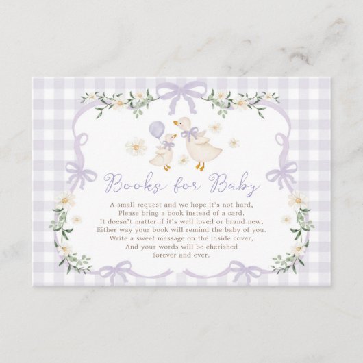 Lavender Bow Silly Goose Books for Baby エンクロージャーカード (正面)