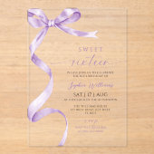 Lavender Bow Sweet 16 Birthday  アクリル招待状 (正面)