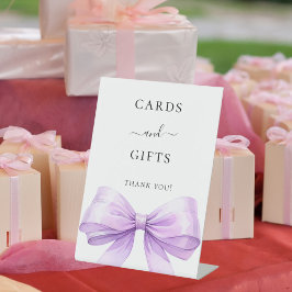 Lavender bow white cards gifts sign 台座サイン